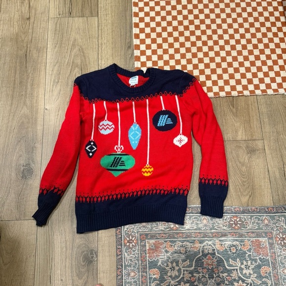 Aldi Festive Red and Blue Crewneck Sweater with Ornament Design Small - Picture 1 of 3